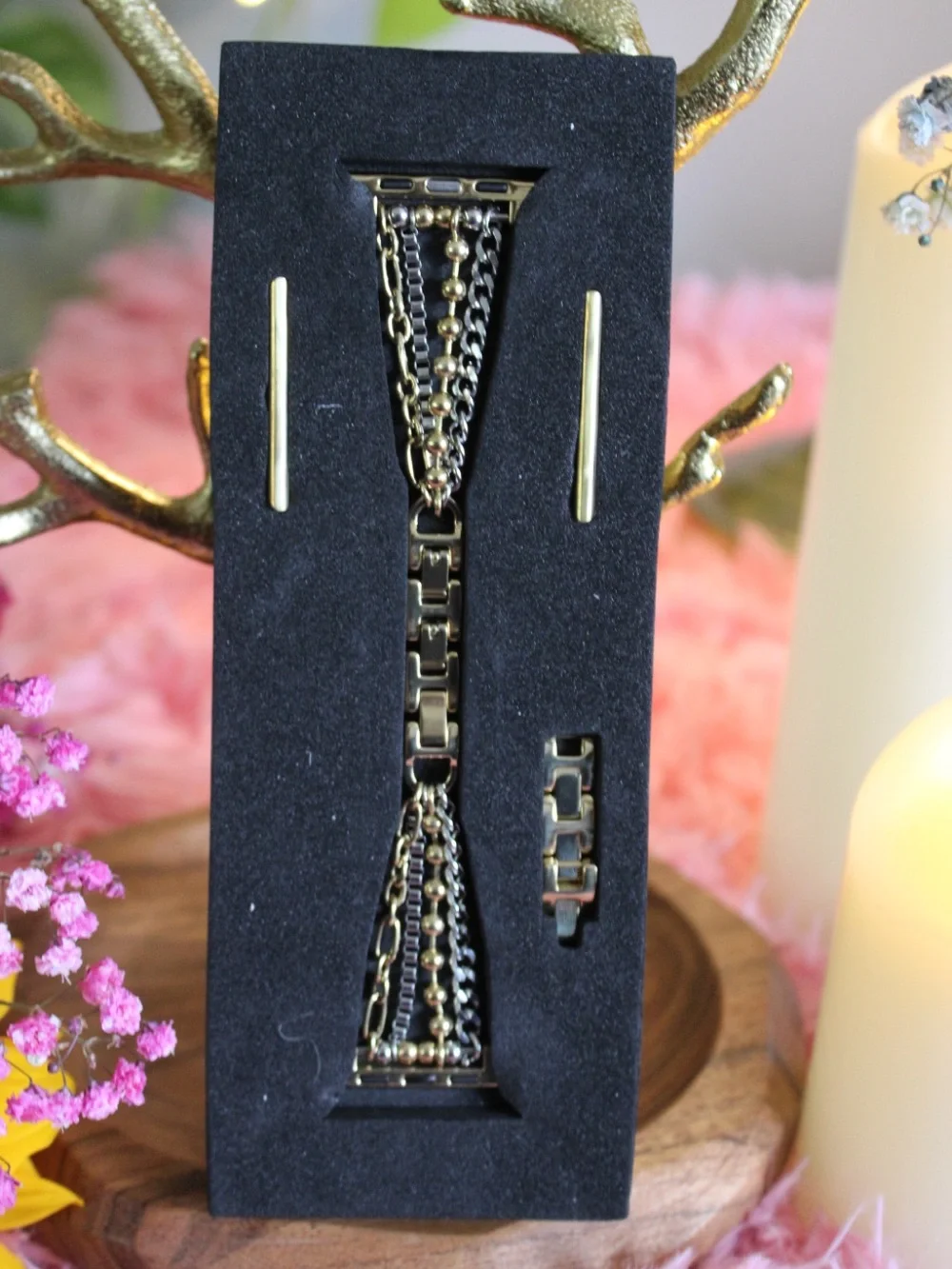 Posh Tech Mixed Metal Multi-Chain Apple Watch Band – Gold & Silver